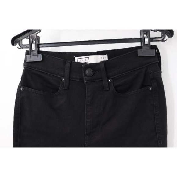 Ayr Jeans Womens 27 High Rise Skinny Jet Black Denim stretch pockets - Picture 3 of 12